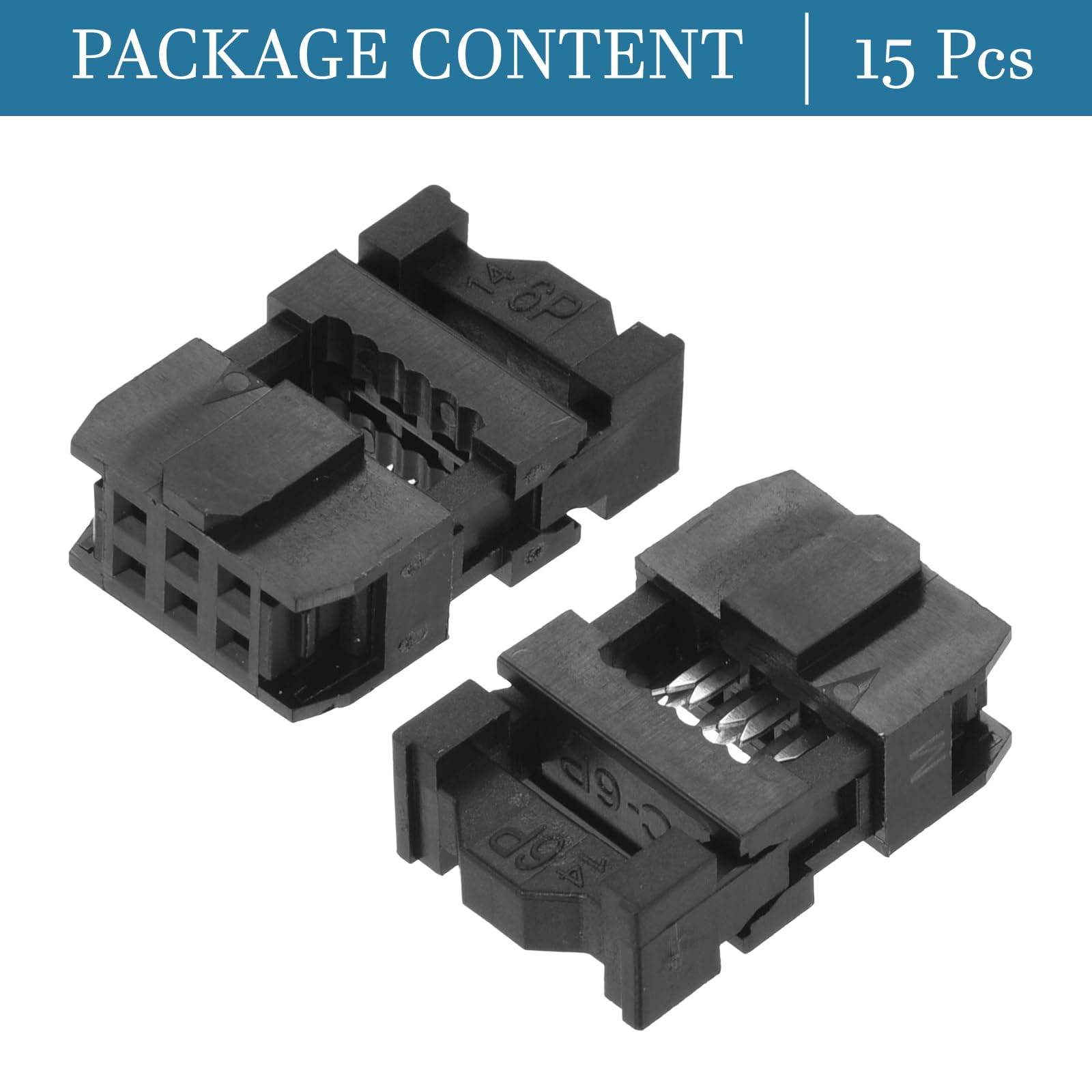 QUARKZMAN 10-pozycyjne złącze żeńskie IDC Socket x 15 sztuk płaskich złączek kablowych FC-10P do płytek drukowanych, czarne