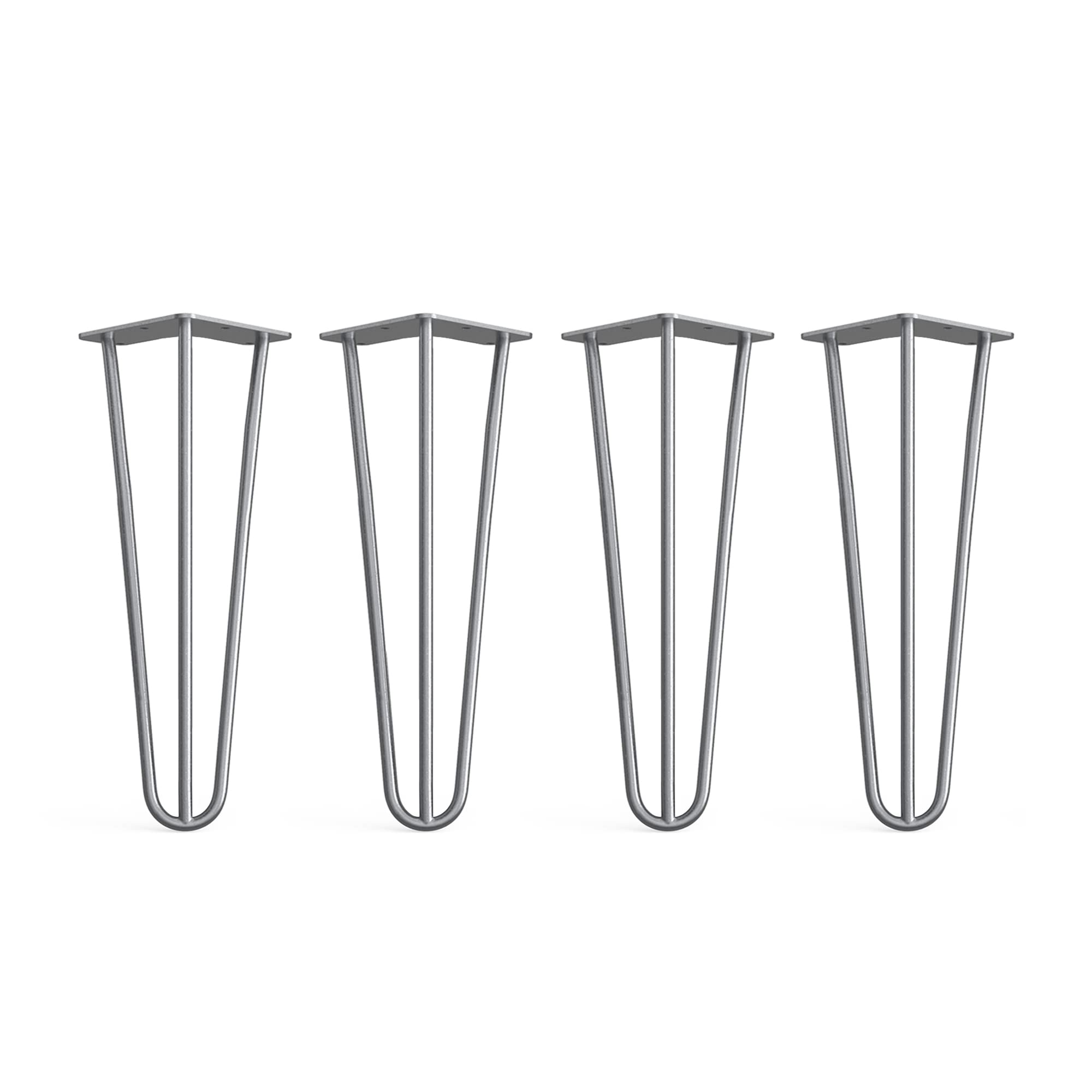 Dt Ironcraft Unfinished 4 X Hairpin Legs From - 35Cm 3 Rod / 10Mm, Bare Steel - Coffee Table, Side Table Legs With Floor Protector Feet & Screws