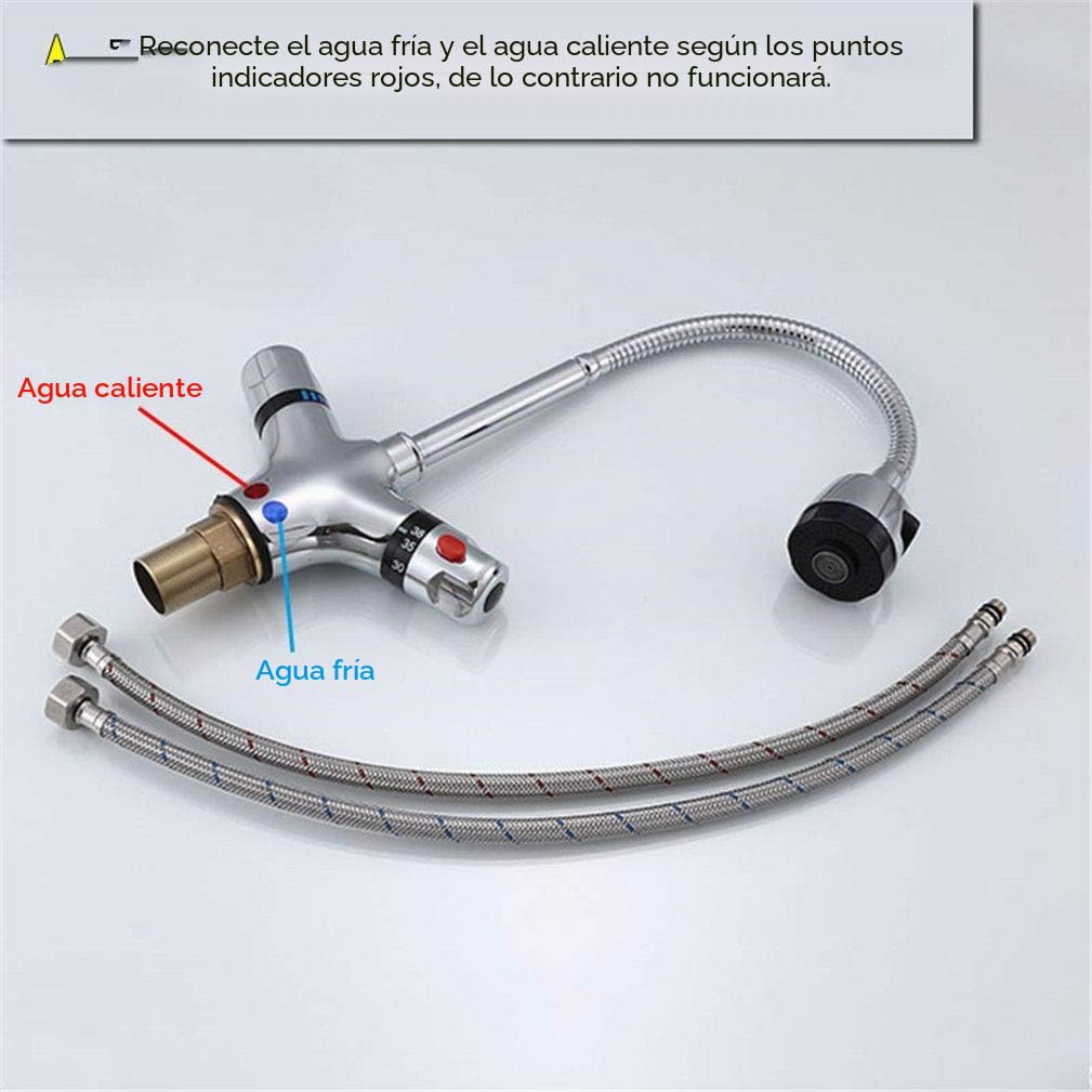 Grifo De Cocina Termostático Giratorio De 360 ​​Grados Grifo De Latón Macizo Ajustable Mezclador De Temperatura Constante Grifo Monomando Grifo Monomando De Cromo Grifo Con Aireador