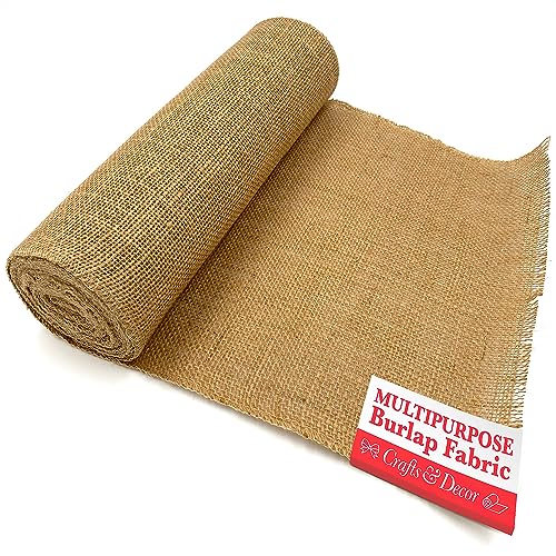 Natural Burlap Table Runners – 14 Inch x 30 Foot Burlap Roll for Dining Room Table, Mantel and Outdoors – Rustic Farmhouse Jute Table Runner Décor for Parties, Weddings, and Holidays