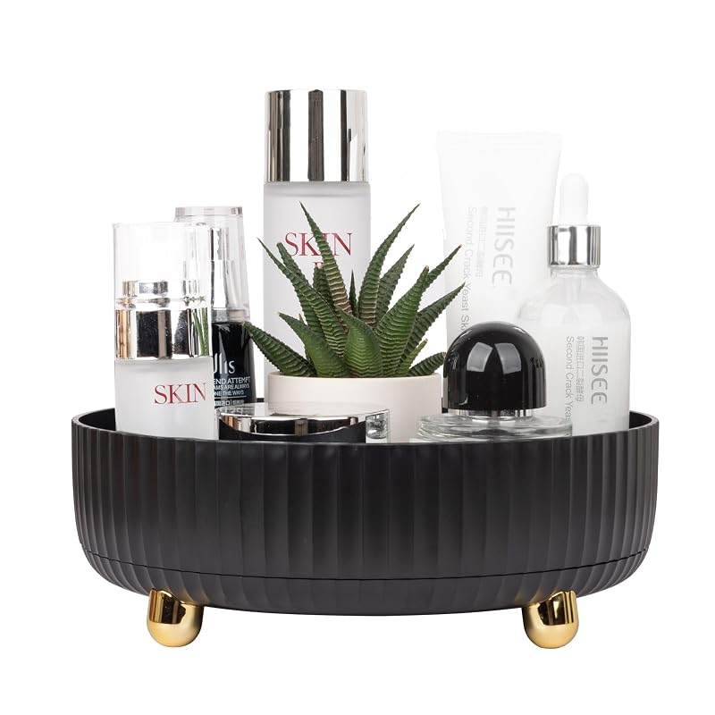 Organizador giratório 360° para maquiagem, perfumes e cuidados da pele, preto pequeno