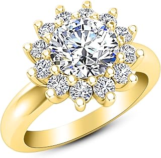 1.4 Carat t.w. Kate Middleton Diana Inspired Round Diamond Halo Engagement Ring with a LAB GROWN 0.9 Carat E-F Color SI1-SI2 Clarity Center Stone