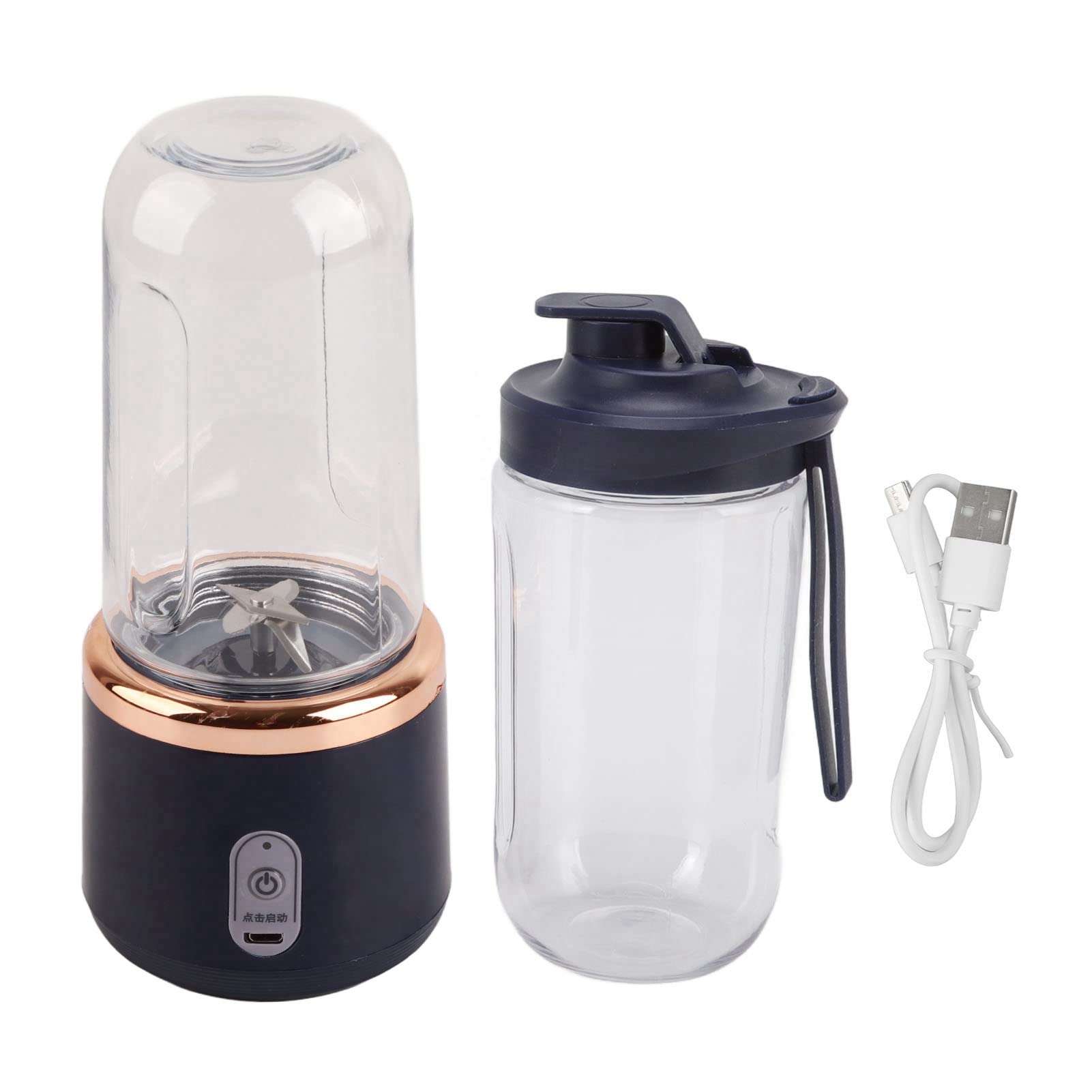 Jeanoko Smoothie Blender, Mini Blender 300ml Portable Blender Cordless for Shakes Juice USB Charging with Bottle and Lid, Personal Blender for Home Gym Travel