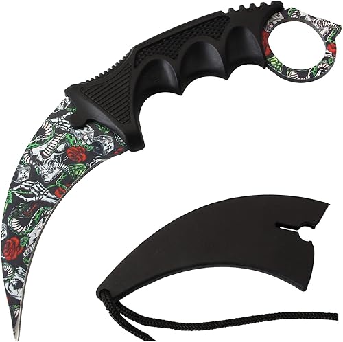 Miniatura 7 de Snake Eye Tactical Karambit Style - Cuchillo de cuello de espiga completa para exteriores, campamento, pesca, caza (negro)