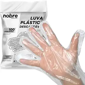 Luva Plástica Descartável, Transparente, 100 Unidades