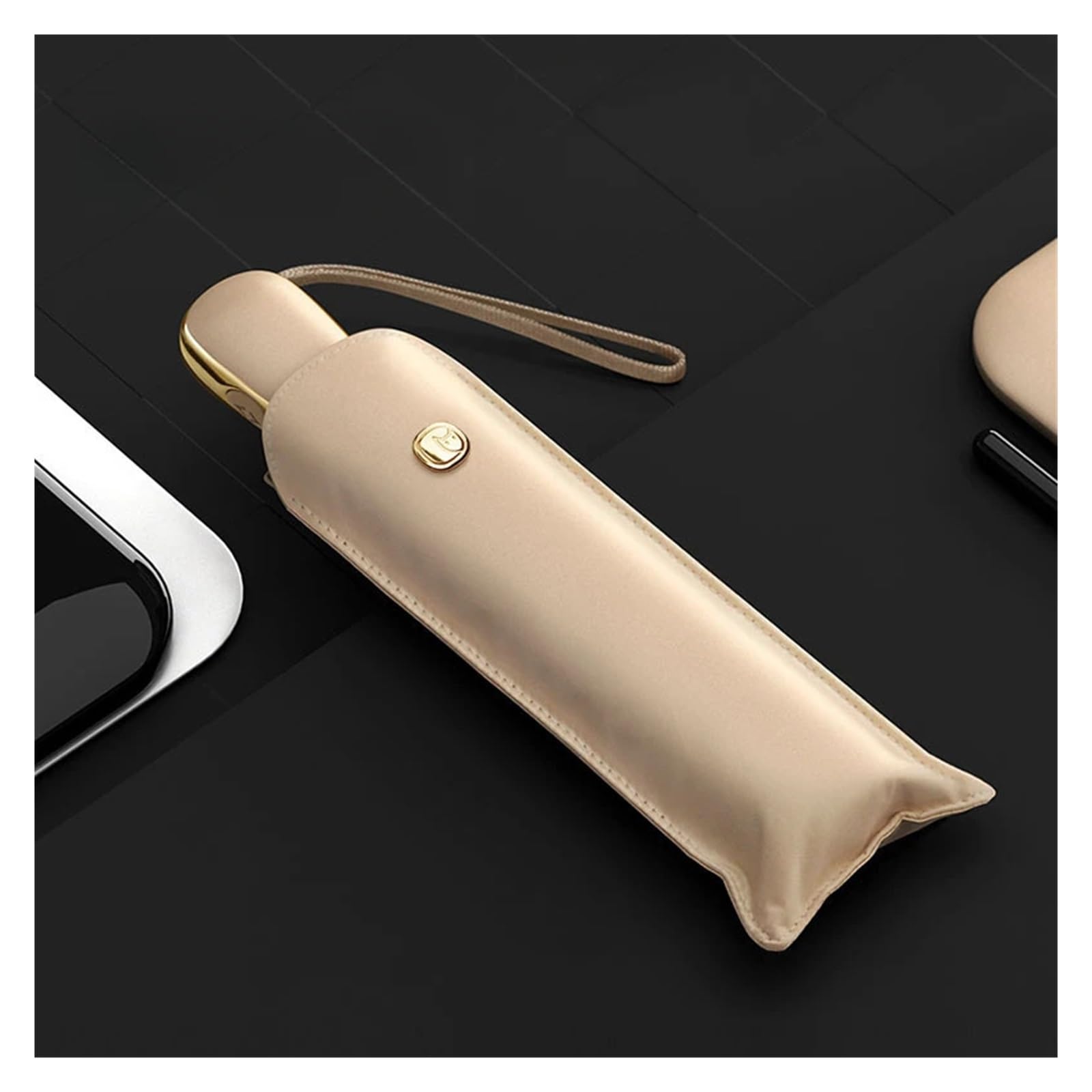 Genérico Paraguas Plegable Automático Plano Ultraligero, Toldo Portátil De Doble Uso For Lluvia Y Sol, 3 Pliegues