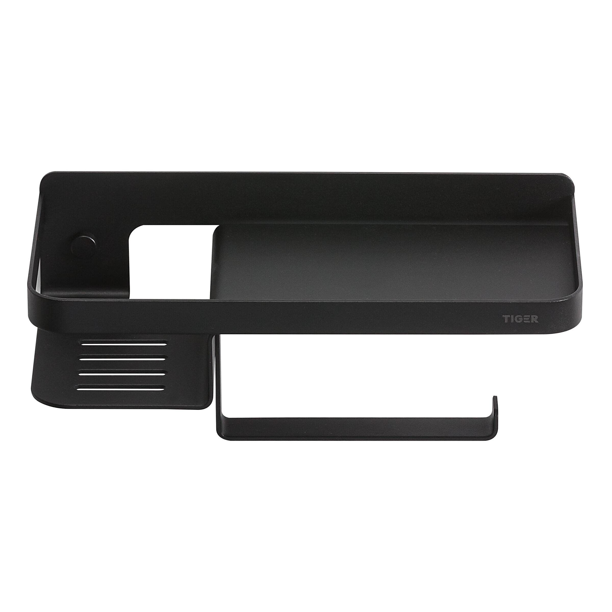 Tiger Caddy - Portarrollos con repisa, 24 cm, Color Negro