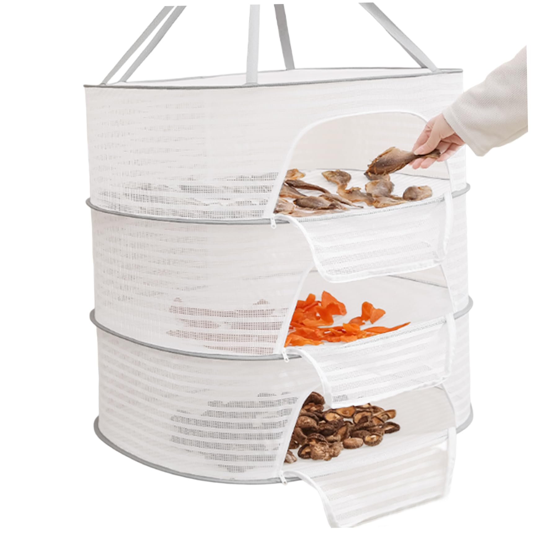 Whyzsjnclg Herb Drying Rack 3 Layer Hanging Mesh Drying Net for Plants Buds Fruits Flowers Vegetables Cloth, Collapsible with Zipper Opening