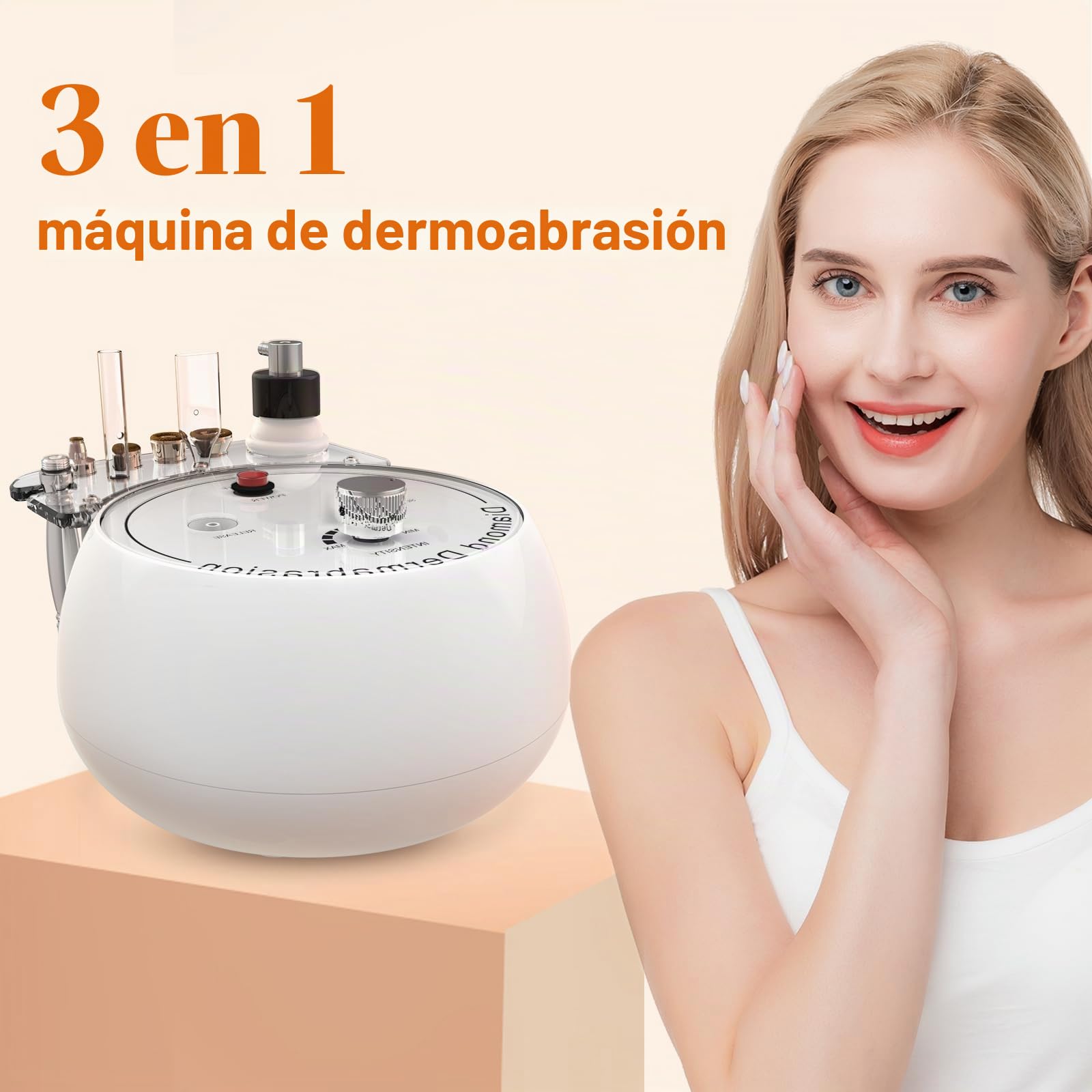 3 en 1 Dispositivo de Microdermoabrasión de Diamante, Dispositivo de Dermoabrasión para Exfoliación y Eliminación de Puntos Negros, Dispositivo de Cuidado Facial para Uso en Spa en Casa