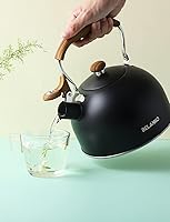 Vista 8 de Hervidor de Té, BELANKO 85 OZ / 2.5 Litros Hervidor de Té Silbante, Teteras para Estufa de Acero Inoxidable Grado Alimentario con Mango Plegable