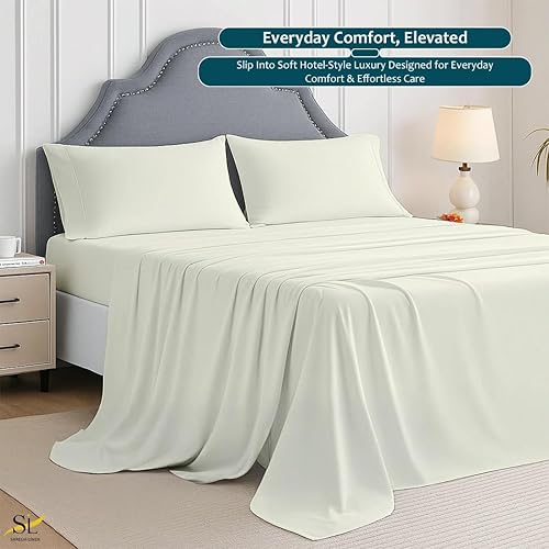Miniatura 2 de Shreem Linen Juego de sábanas Queen de 4 piezas, 1800 ropa de cama ultrasuave de lujo hotelera, transpirable y refrescante, bolsillos profundos para