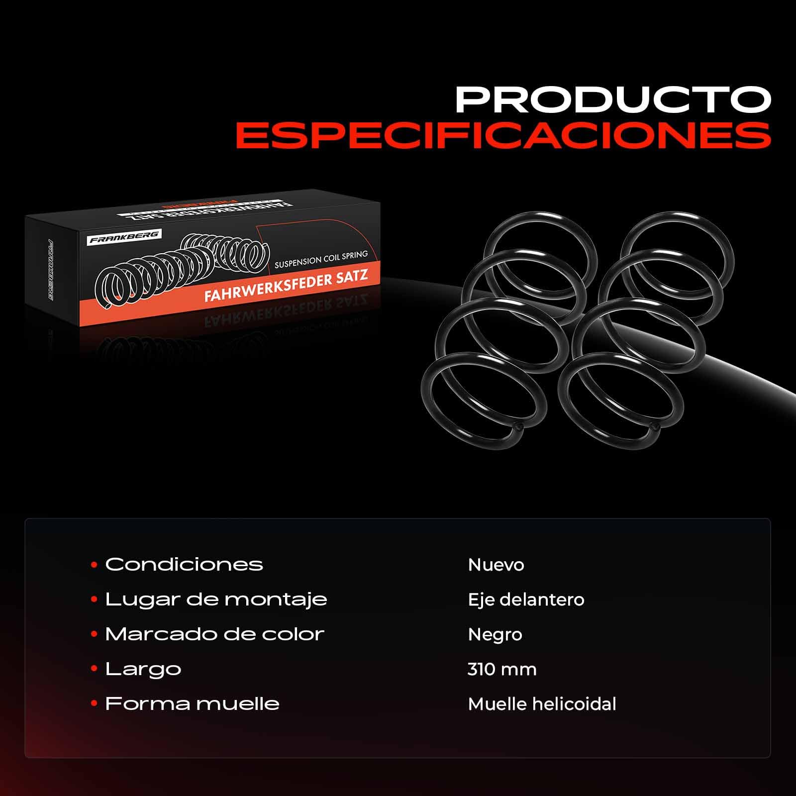 Frankberg 2x Muelles de chasis Muelles de suspensión Compatible con Serie 5 E60 525d 530d 535d 540i 545i 2002-2010 Replace# RA4006,31336761327