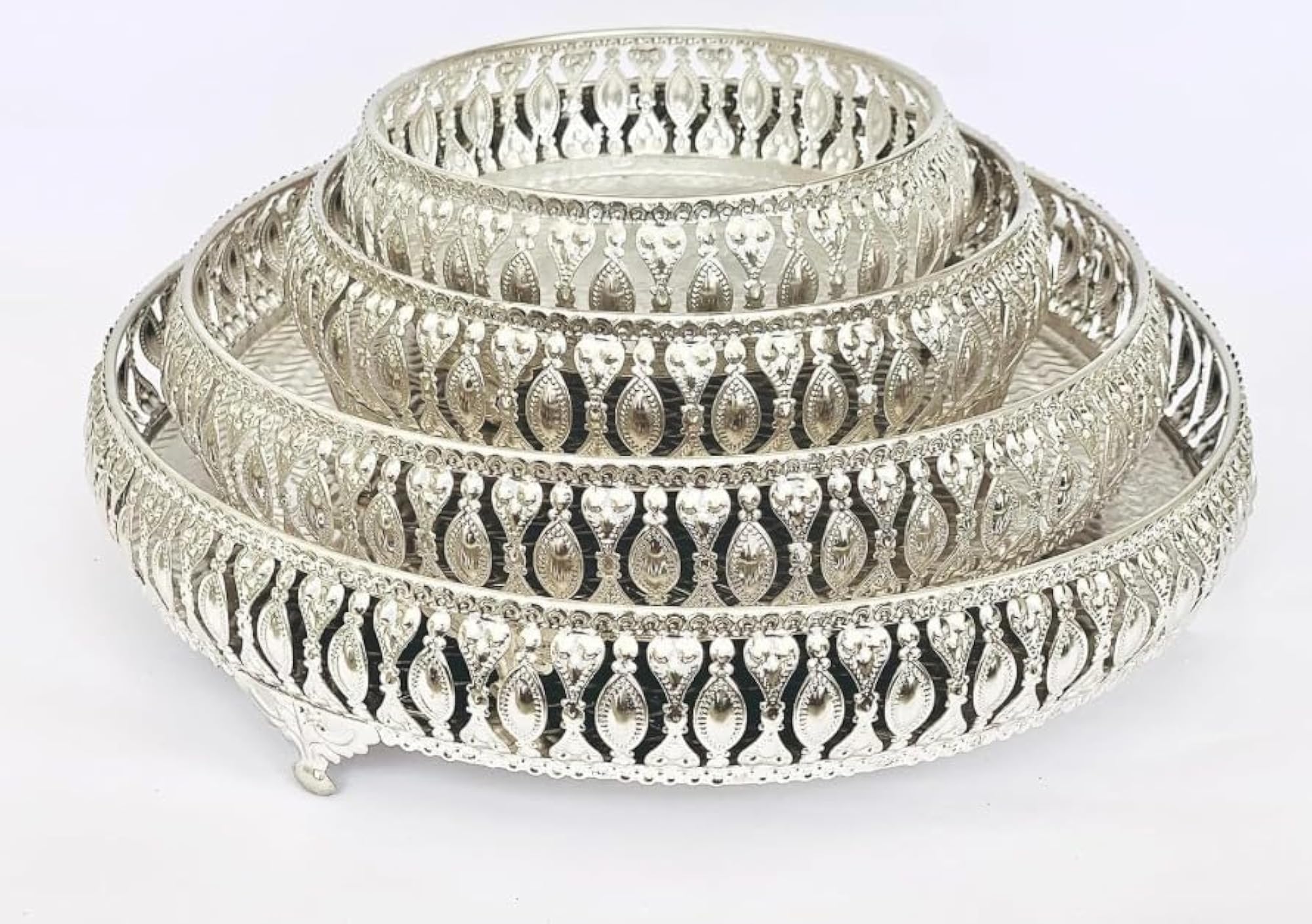 Decorative German Silver Tray Set of 4 for Gifting