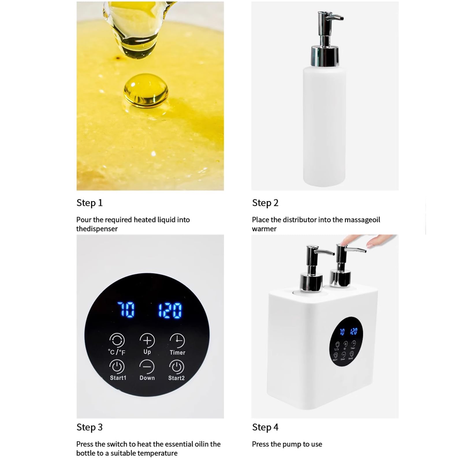 Riscaldatore elettrico per olio da massaggio, scalda-lozione portatile con bottiglie di olio per spa, salone e uso domestico