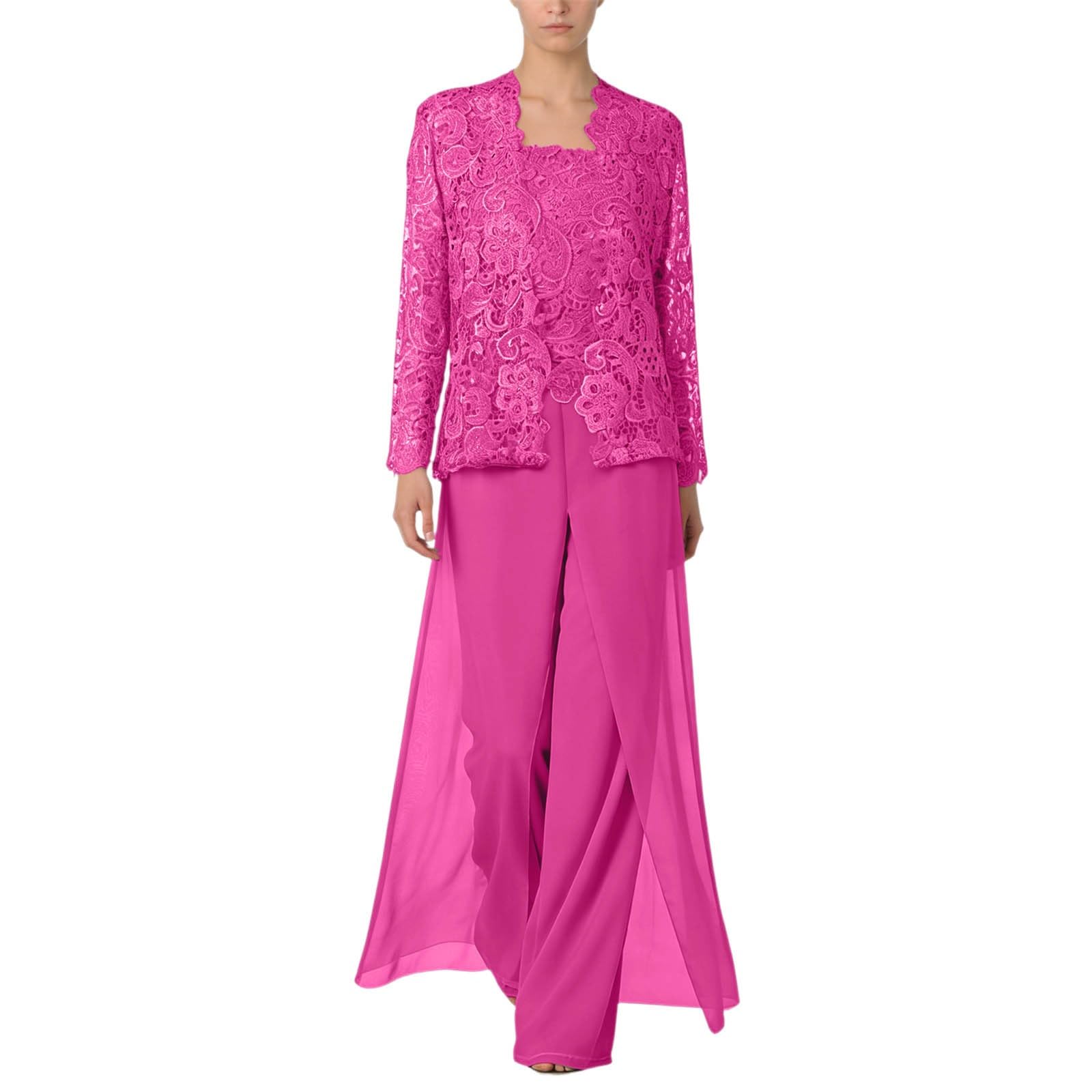 Elegante cardigan in pizzo Abito da sera a tre pezzi per elegante chiffon t