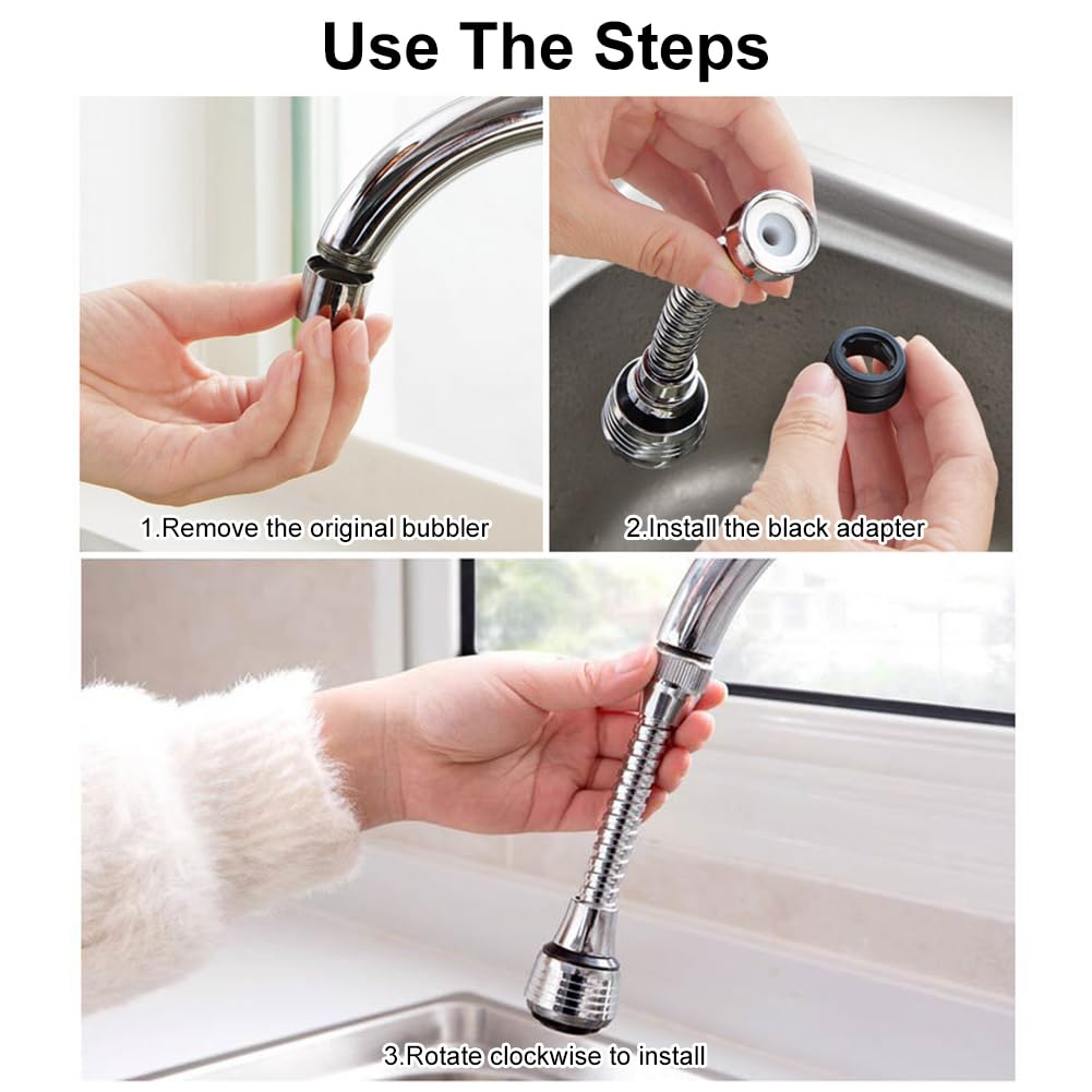 Aireador de Grifo de 360 ​​Grados,Aireador Grifo Cocina Giratorio 360°, Aireador de Grifos de Cocina,Extensor de Grifo Móvil para Fregadero,Ajustable 2 Modos Salida Agua