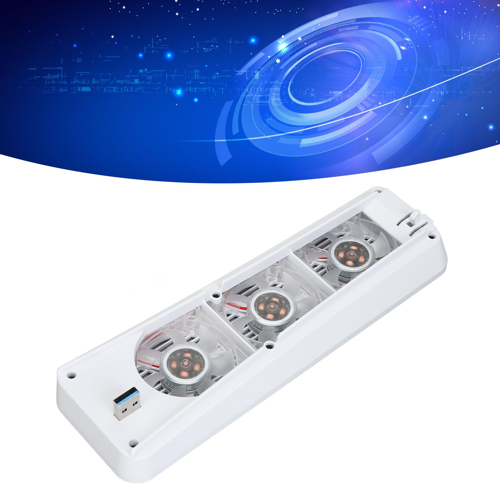 Ventola di Raffreddamento Console per PS5, Ventola Silenziosa per PS5 Aggiornata con 3 Ventole e HUB USB Extra, Effetto Lampada Blu, per Console di Gioco PS5 (WHITE)