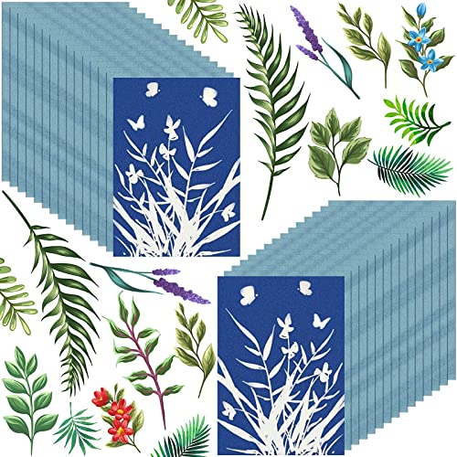 HFATMOS Cyanotype Paper, 30 Pcs Sun Print Paper Kit, High Sensitivity Sun Print Nature Printing Paper Solar Drawing Paper for DIY Arts Crafts Projects(A5 5.8 x 8.3 Inch), White