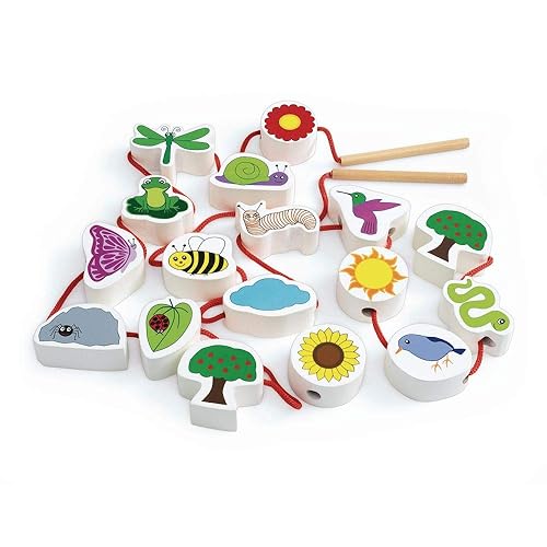 Excellerations Juego de cordones de jardín de 17 piezas jumbo, juguete educativo de motricidad fina para niños, a partir de 2 años (artículo #