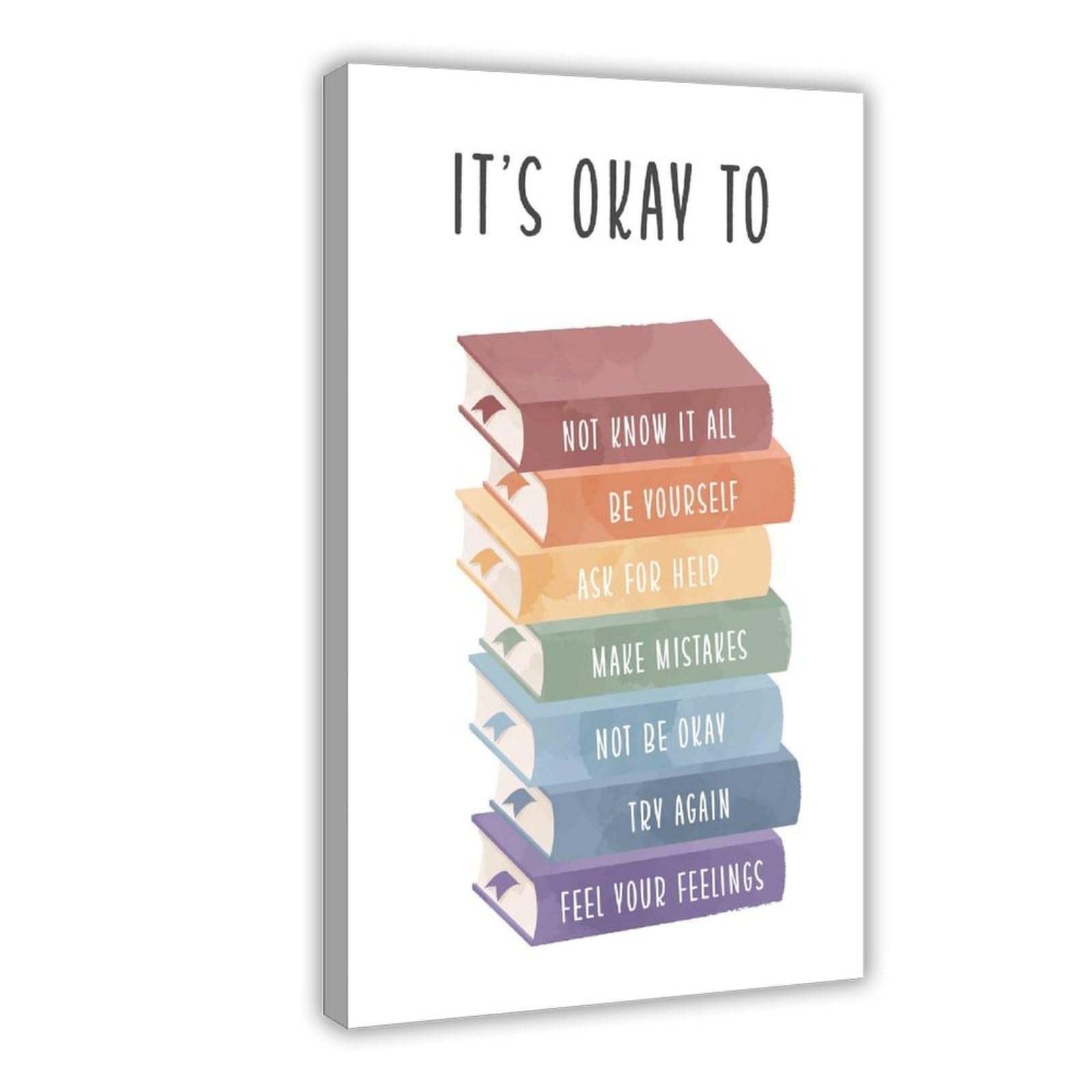 GJtyRFH It's Ok, It's Ok to Not Feel Well Poster Be Yourself Mental Health Motivation for Kids Canvas Art Wall Decor Posters Home Bar Restaurant Garage Cafe Logo Gift 16" L X 24" W