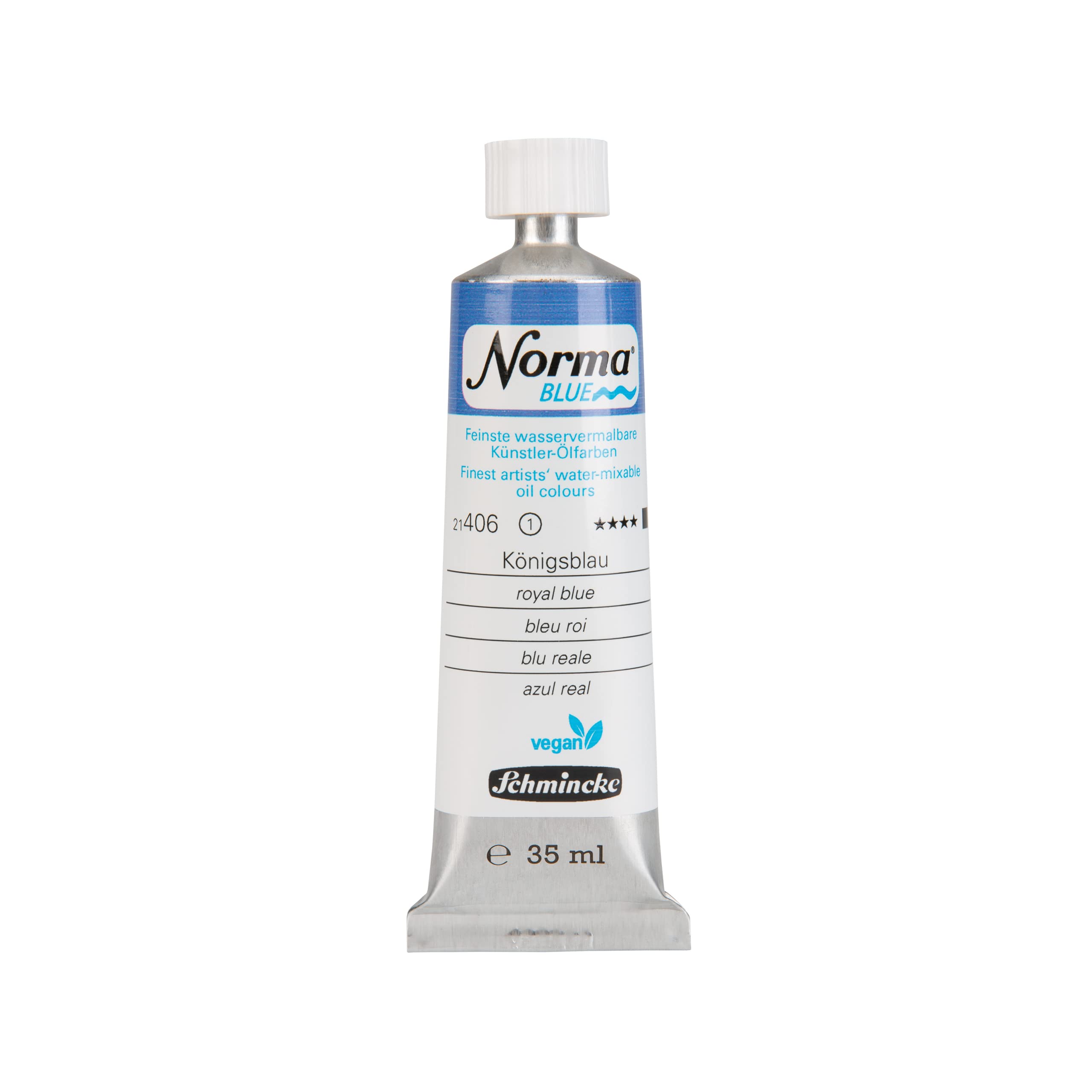 Schmincke - NORMA® Blue, 21406009, colori ad olio per artisti acquarellabili, altamente pigmentati, resistenti alla luce, vegani, blu reale, 35 ml