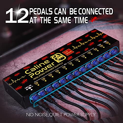 Caline Guitar Pedal Power Supply, True Isolated Pedalboard Power Supply With 12 Outputs, Noiselessly Cp-206 #TOP3
