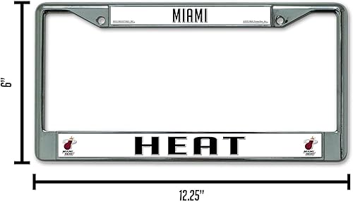 Miniatura 3 de Rico Industries NBA Miami Heat - Marco de matrícula cromado estándar, color del equipo, 6 x 12.25 pulgadas