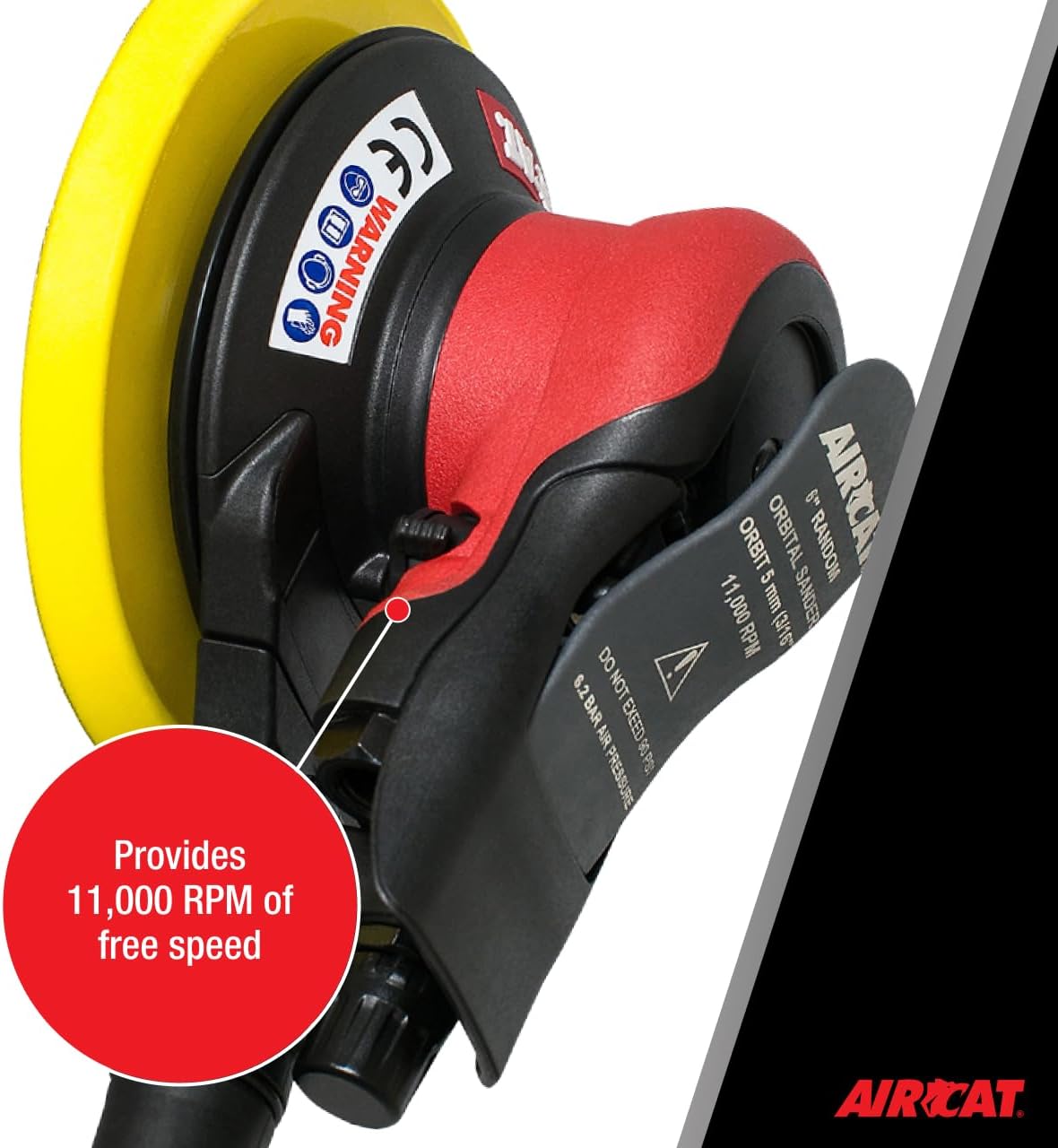 AIRCAT Pneumatic Tools 6700-6-336SV: Self Vacuum Orbital Palm Sander 11,000 RPM