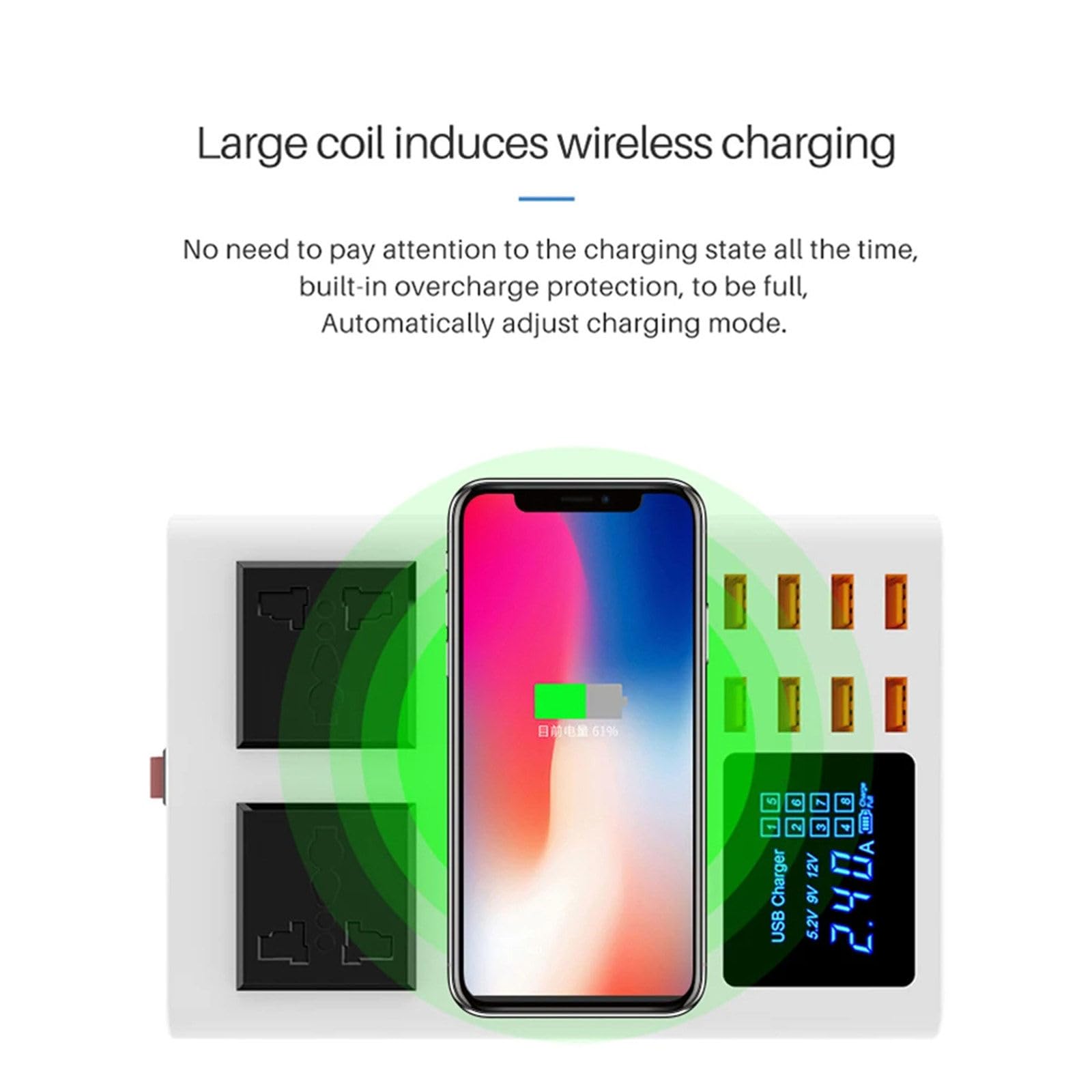 Chargeur Multi 8 Ports, Adaptateur de Charge Rapide 8A, HUB USB Domestique, Station de Charge sans Fil pour Smartphones, tablettes et appareils Photo