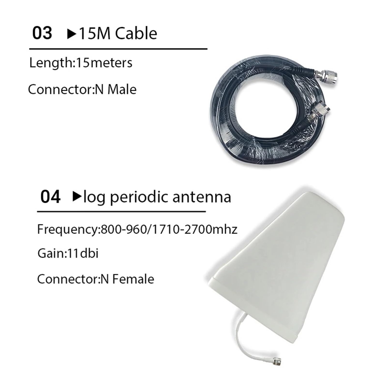 Amplificatore Ripetitore Segnale Telefonico 698-2700MHz 4G 3G 2G LTE CDMA GSM DCS Femmina Set Antenna Interna Ed Esterna Copertura più ampia(Suit 4)