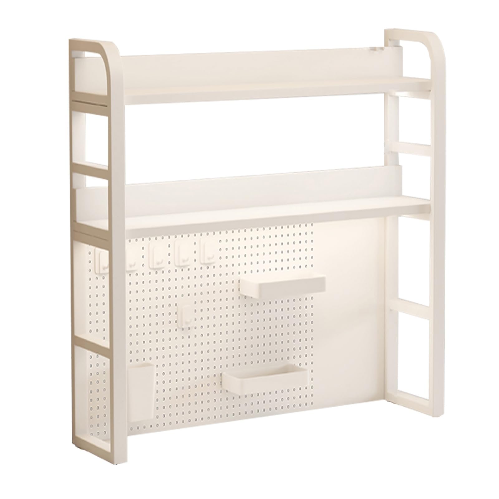 Étagère de bureau avec support en panneau perforé et crochets