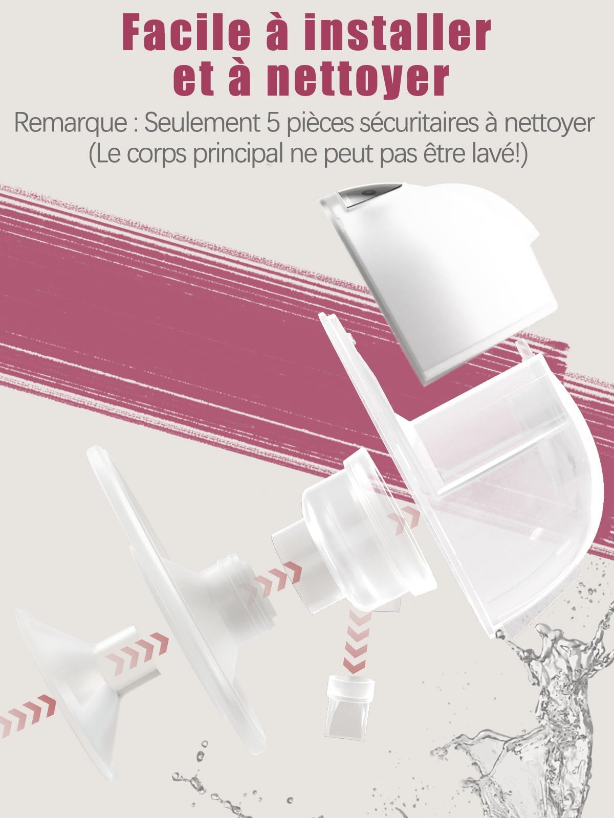 Lulia Tire Lait Electrique Main Libre LU05, 4 Modes 9 Niveaux, 350mmHg Forte Aspiration, Sans Douleur, Komfortabler, Sans BPA, avec Bride de 17/19/21/24 mm (Blanc - 2 Paquets)
