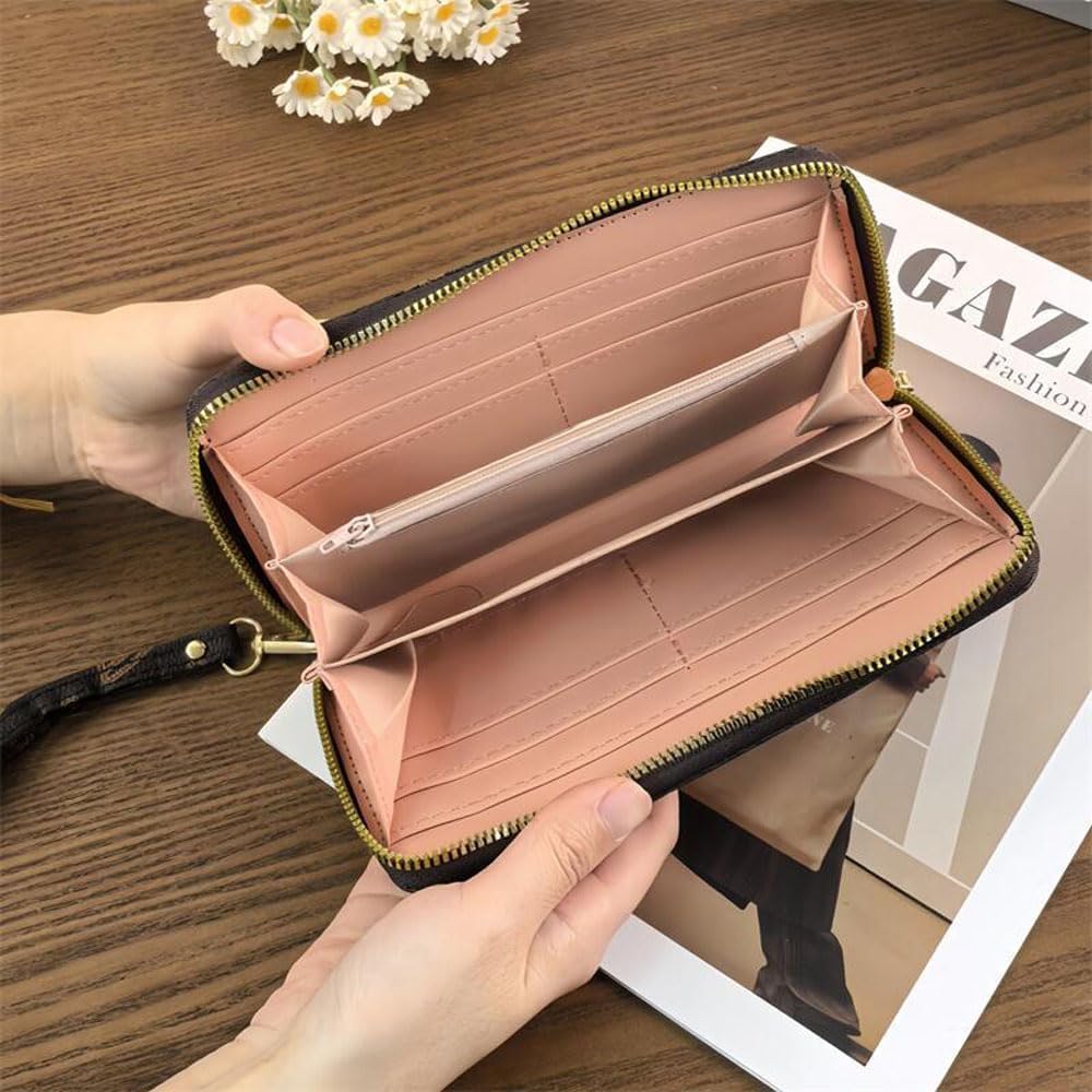 Wallet for Women Clutch Double Zip Around Credit Card Holder Leather Women's Wallet Large Capacity