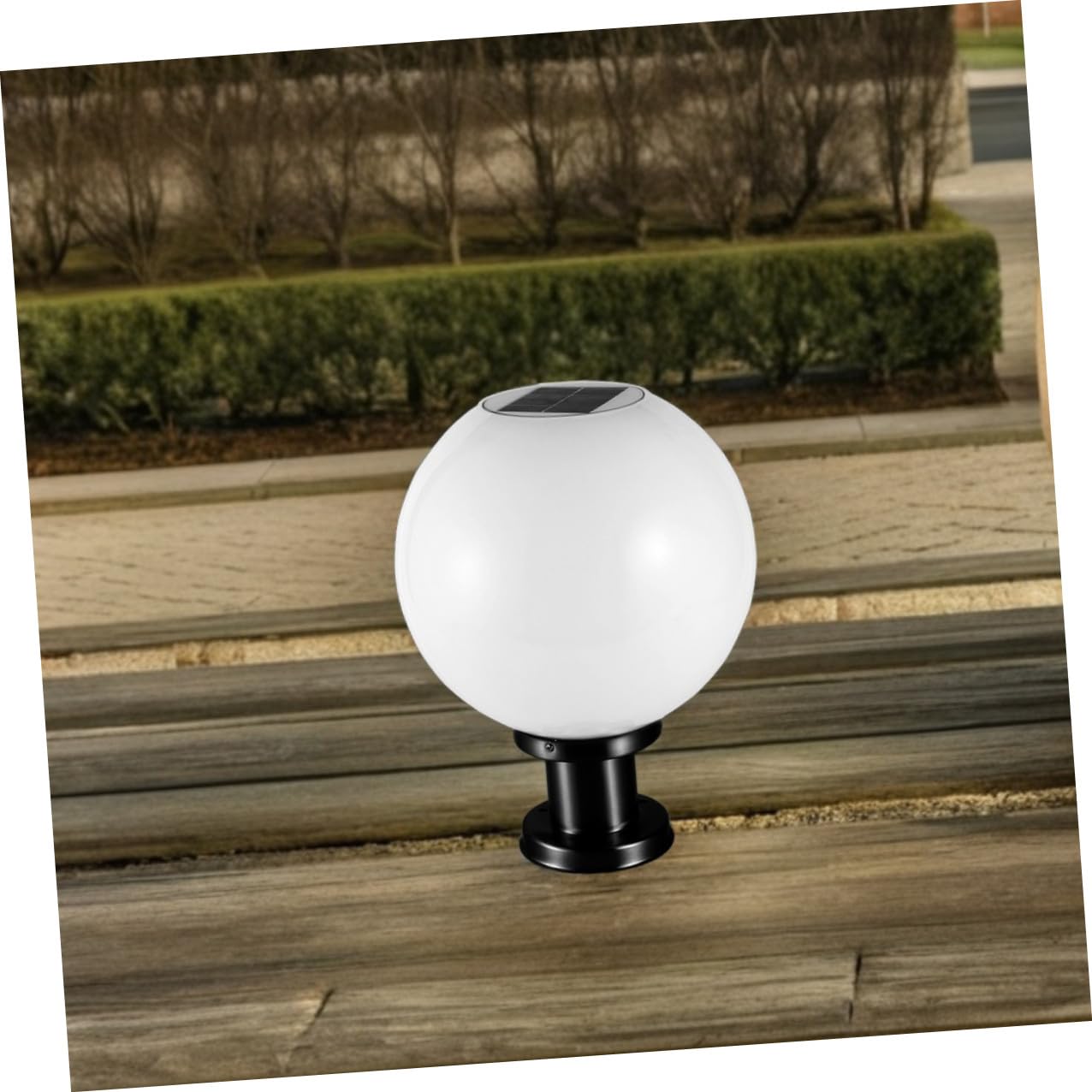 Lampada Solare Sfera Lampione Giardino, Luce da Esterno con Sensore Automatico, Base in Acciaio Inox e Paralume Acrilico per Giardino