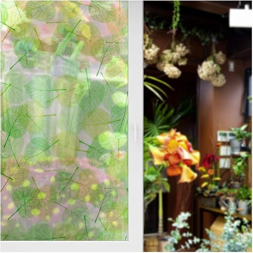 Miniatura 6 de BDF 4GLVW - Película decorativa para ventana, hojas verdes sobre blanco (36 pulgadas x 50 pies)