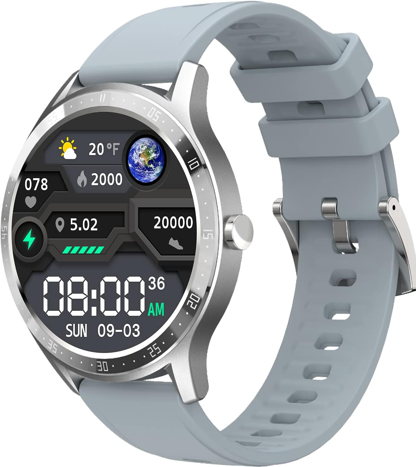 Fire-Boltt 360 Spo2 Full Touch Large Display Round Smart Watch With In-Built Games, 8 Days Battery Life, Ip67 Water Resistant With Blood Oxygen And Heart Rate Monitoring (Grey)