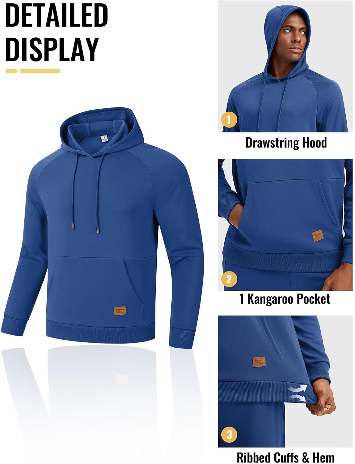 Rdruko Men's Sweat Track Suit Jogger Sweatsuits Tracksuits Workout Athletic Suit 2 Piece Set