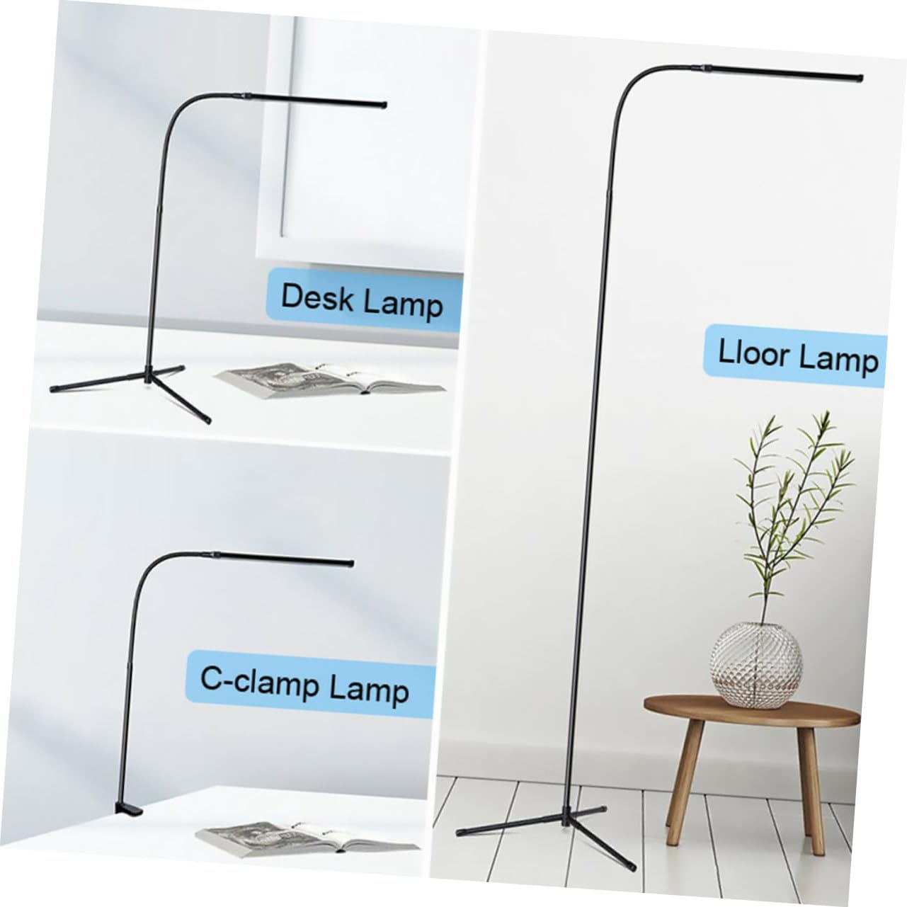Lámpara de Lectura Regulable con Clip, Brazo Largo y Alimentación USB, de Aluminio E Hierro, Adecuado para Dormitorio o Mesita de Noche