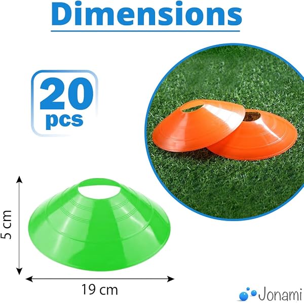 Jonami 20Pcs Coupelles D’Entraînement Football Cônes Marquage Slalom Accessoires D’Entraînement Coordination – 5 Couleurs - 2