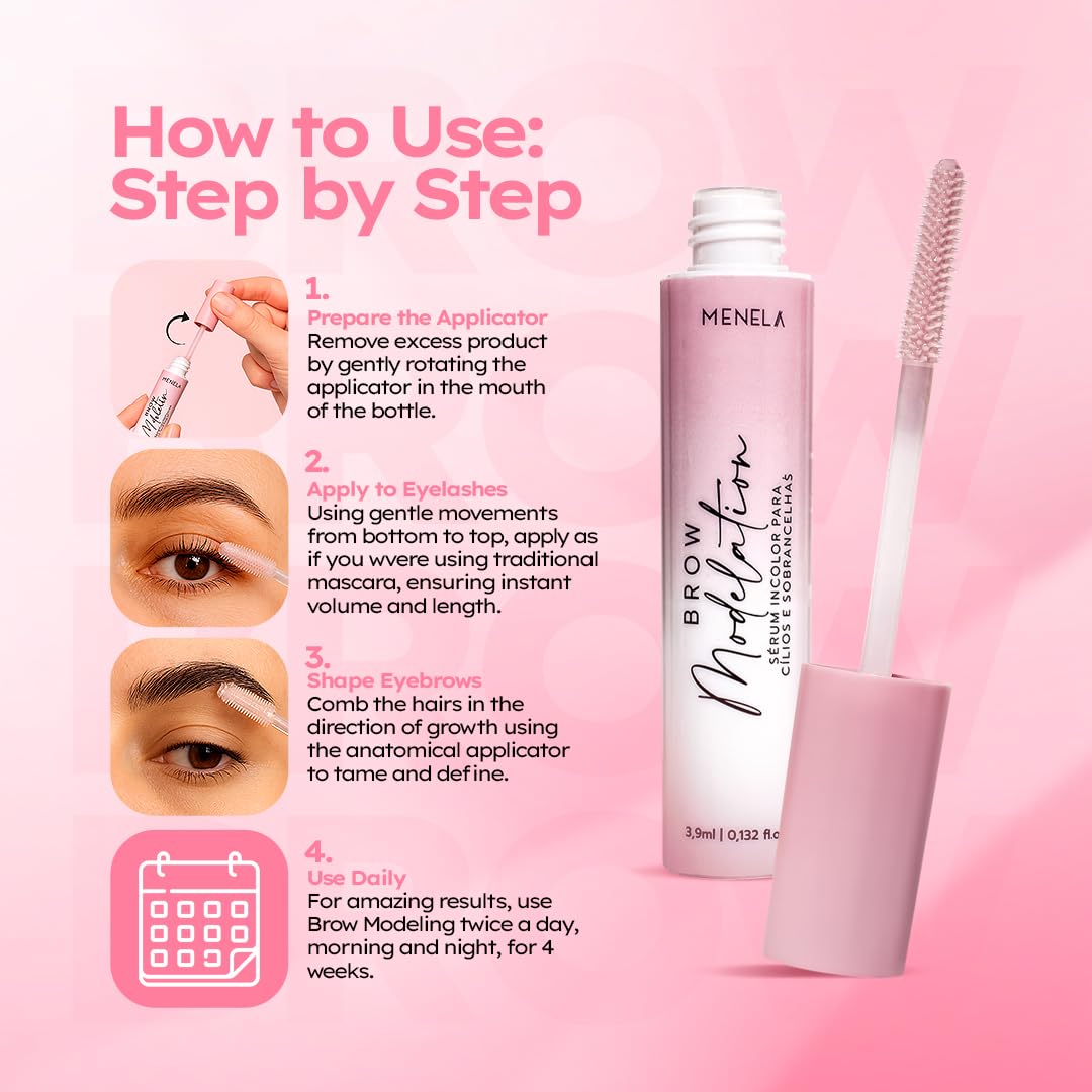 MENELA Eyebrow Growth Serum & Lash Serum: 2-in-1 Enhancer with 10 Botanical Actives (Biotin, Aloe, Witch Hazel, Rosehip) – Natural Formula for Fuller, Stronger & Hydrated Brows-3.9ml (0.132 fl oz)