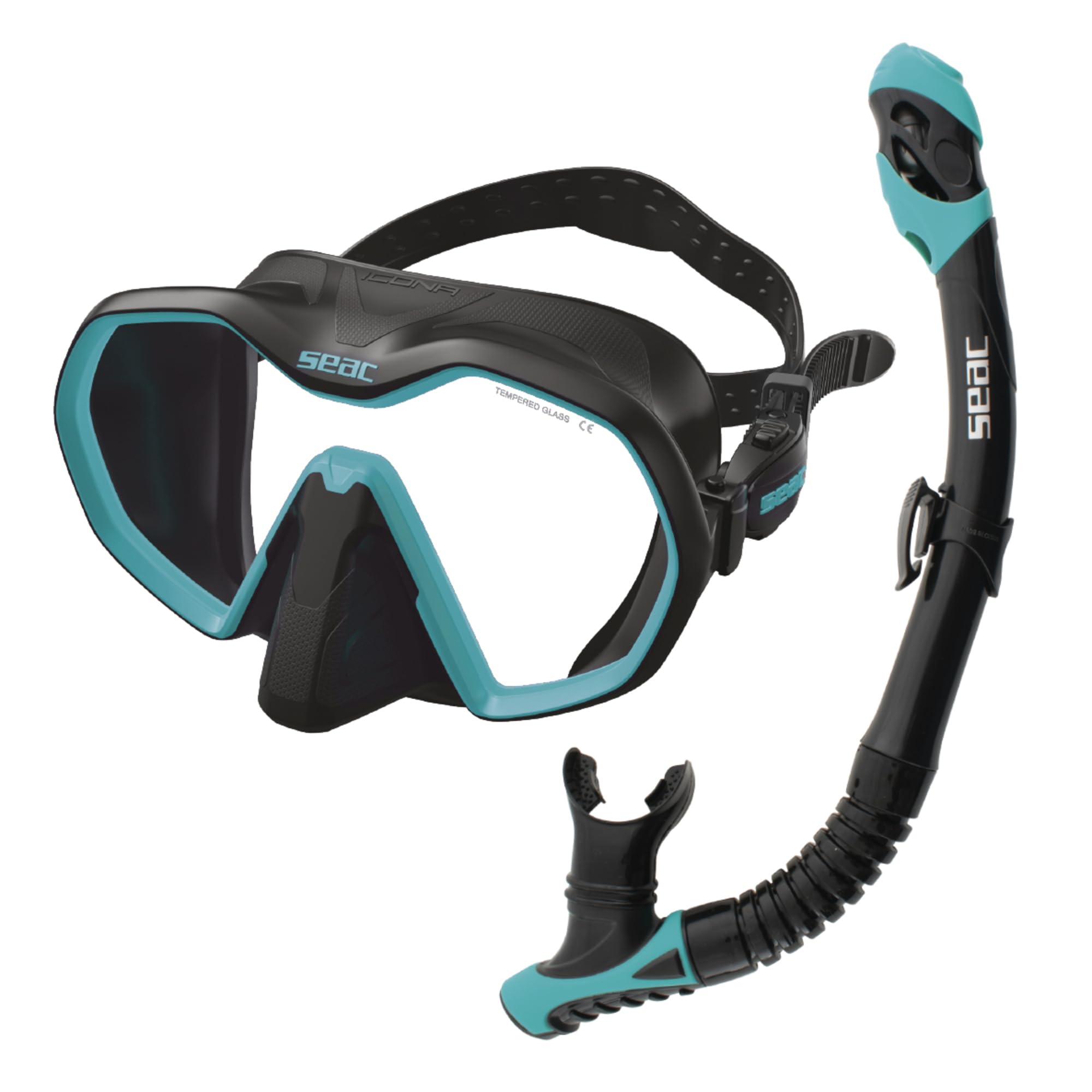 SEAC Set Bis Icona Dry, Set Mask Frameless and Snorkel Dry for Diving Underwater
