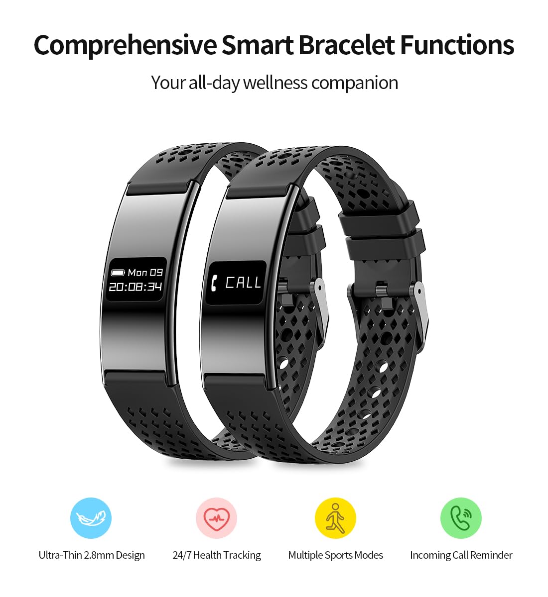 Smart Bragelet Health & Fitness-Tracker con gestione dello stress, intensità dell'allenamento, monitoraggio del sonno, frequenza cardiaca 24/7 e altro, nero mezzanotte/oro rosa (gomma nera)