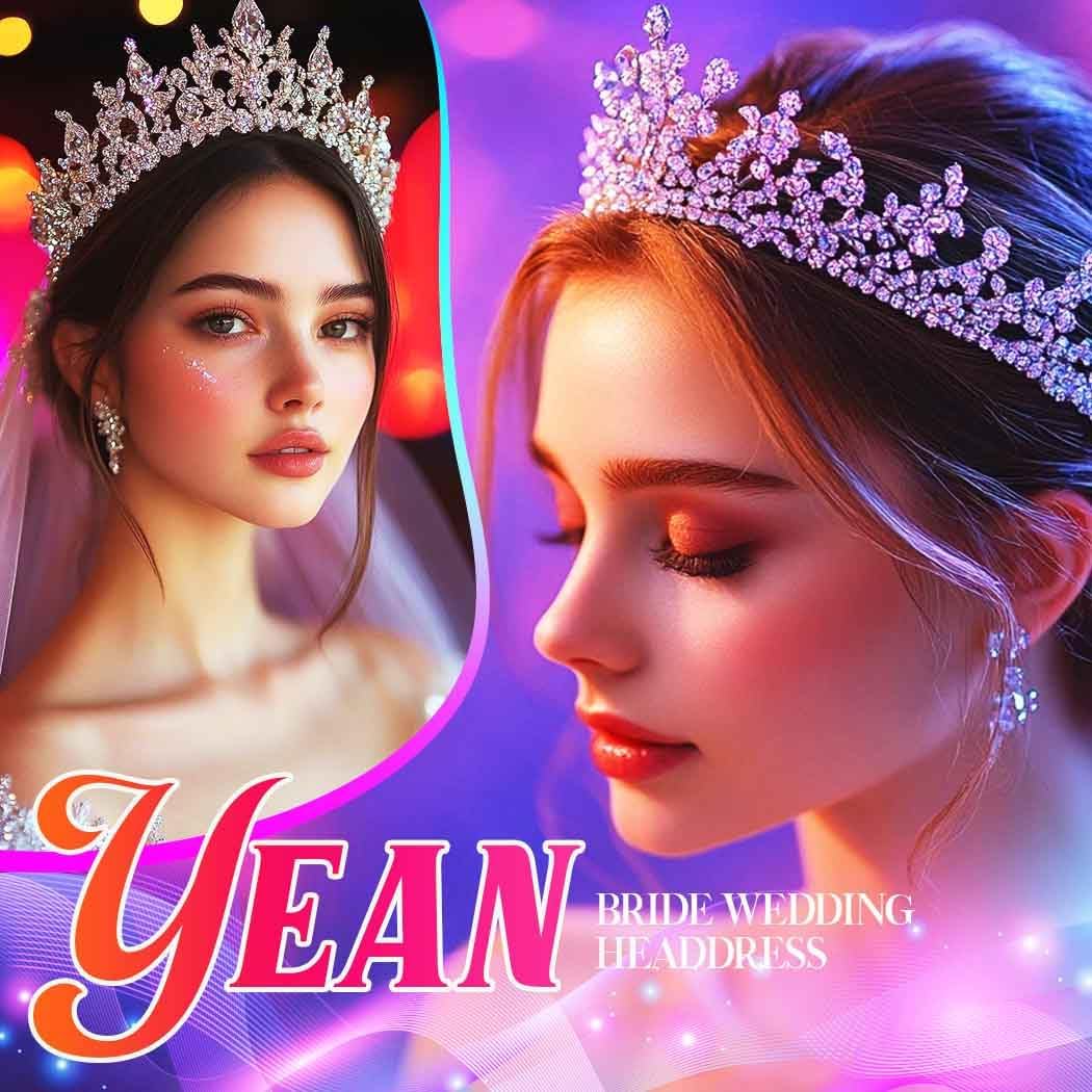 Yean Queen Crowns and Tiaras Silver Rhinestone Tiara Wedding Crystal Headband Crown for Women - Image 3