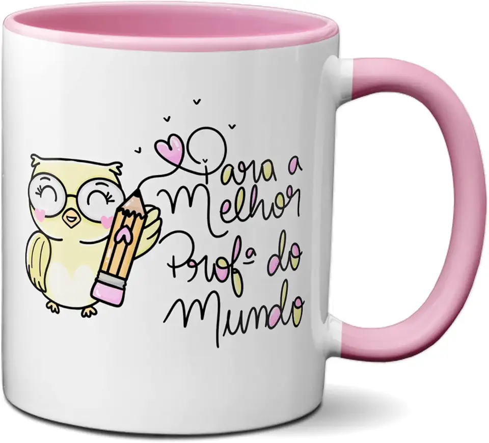 Caneca Presente Fofo Para A Melhor Professora Do Mundo (Rosa)