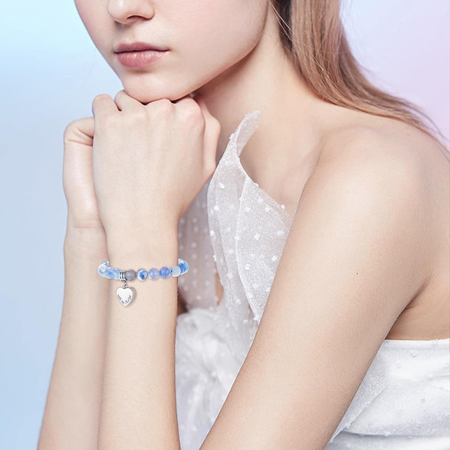 XIUDA Heart Cremation Memorial Urn Bracelet 316L Stainless Steel Keepsake Jewelry Urn Bracelet for Ashes for Women-With Me Always - Image 6