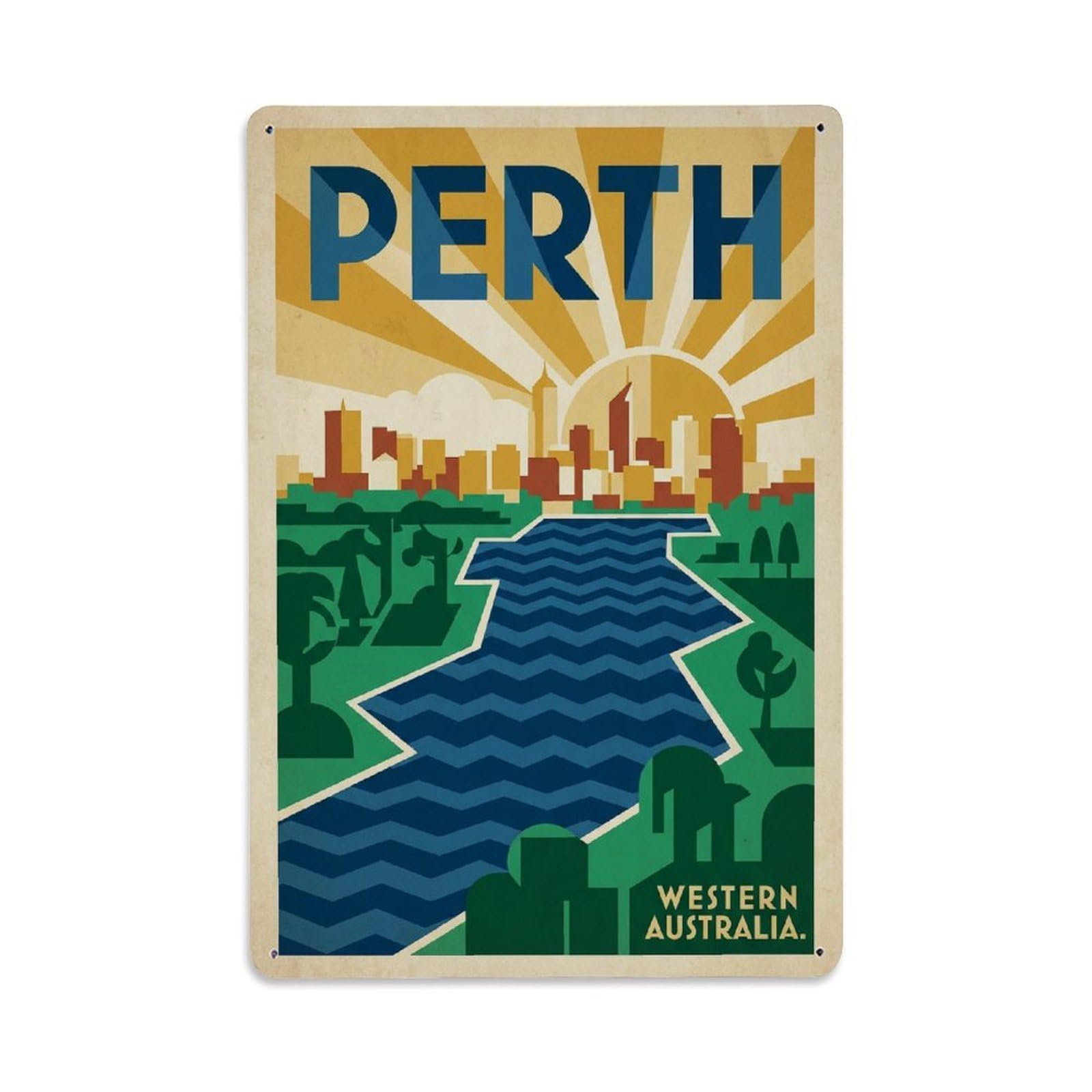 Metal Tin Sign Vintage Travel Australia Perth