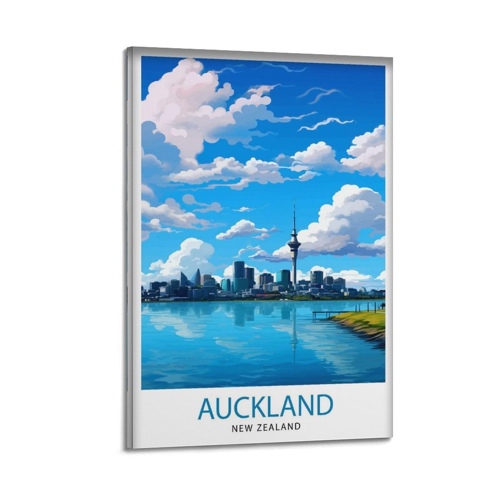 xiaoxiaoshen Auckland New Zealand Travel Vibrant City Skyline Ative G Canvas Poster Wall Art Prints Room Aesthetic Murals Bedroom And Living Decorations 24x36inch(60x90cm)