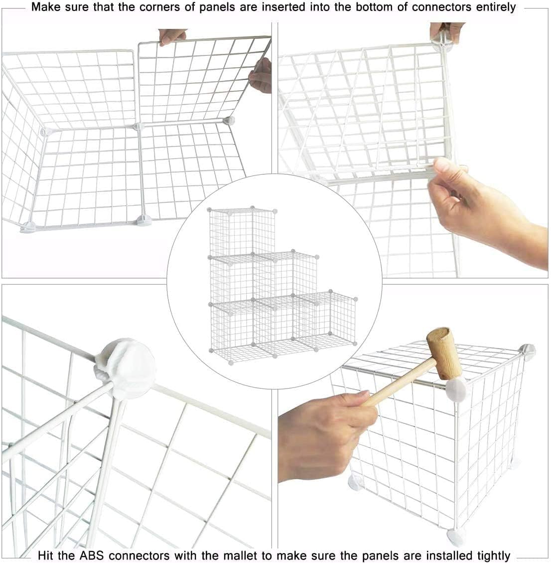 C&AHOME Wire Cube Storage, 6 - Cube Organizer Metal C Grids, Modular Shelves Units, Storage Bins Shelving, Closet Organizer, Ideal for Home, Office, Living Room, 36.6”L x 12.4”W x 36.6”H White