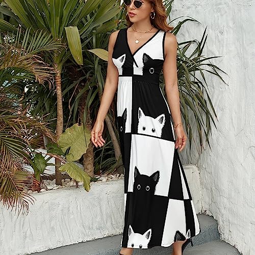 Robe sans manches col en V à volants idéale pour les flâneries d'été et soirées en terrasse XL