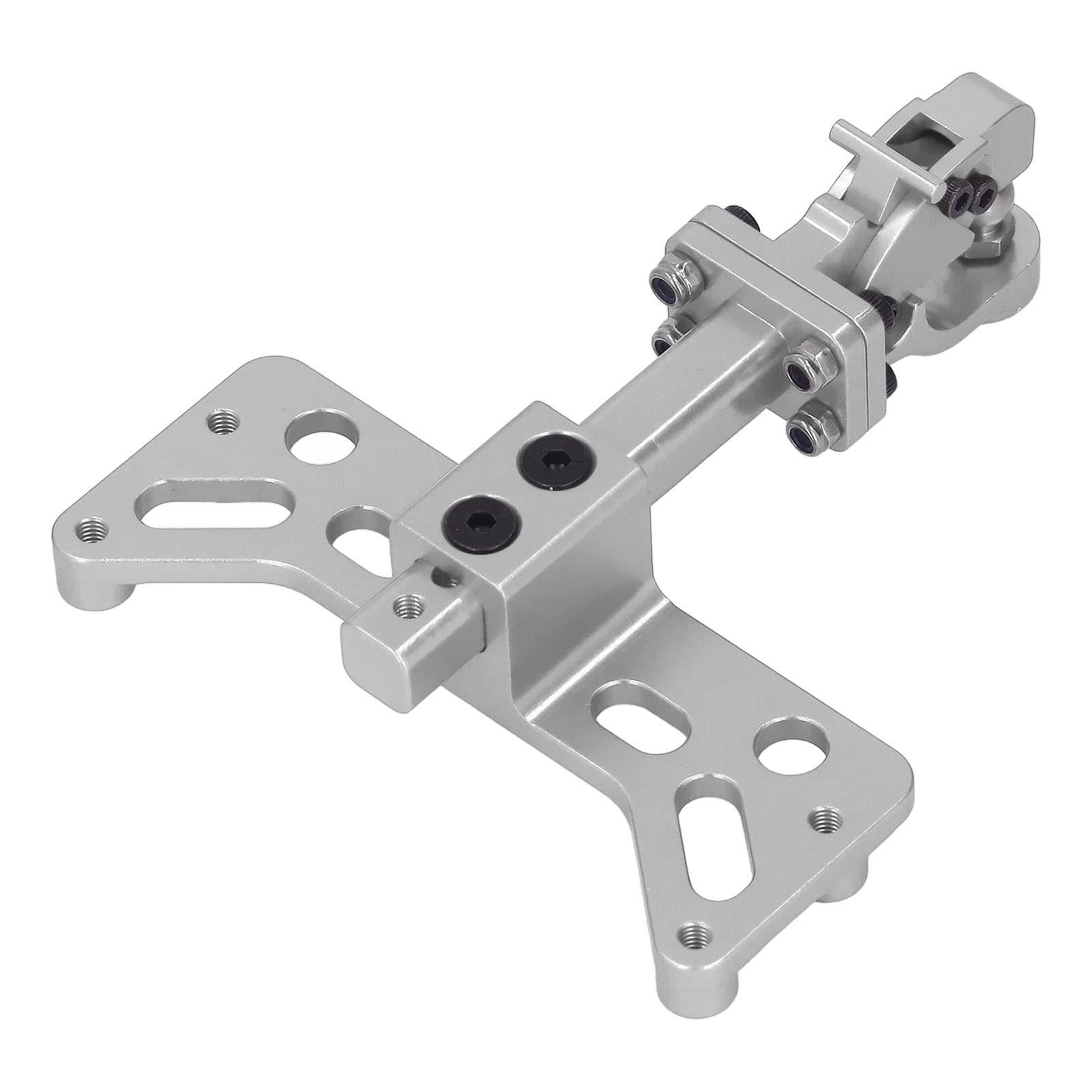 SCX6 1/6 wspornik zaczepu przyczepy, hak holowniczy ze stopu aluminium do samochodu zdalnie sterowanego, regulowane wyposażenie trakcyjne pojazdu z wciągarką (Srebrny)